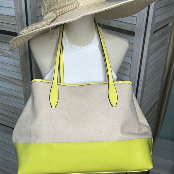 Kate Spade Yellow and Tan Canvas Tote - Picture 3 of 6